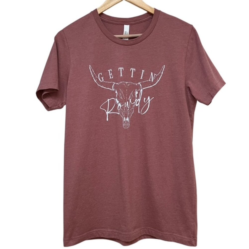 Dusty Rosy Plum Gettin’ Rowdy short sleeve t shirt M